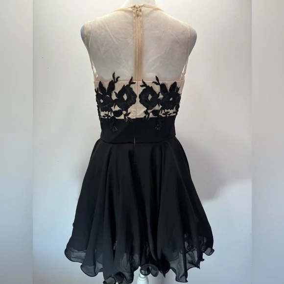 Black & Nude Dress Frilled Cocktail Party ModCloth Whimsigoth Chi Chi London 8 - Picture 5 of 16